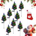 Solar Christmas Trees for Outside, Waterproof 32in Solar Outdoor Christmas Tree Stake Outside, Ip65 Effortless Setup, Lights up Automatically at Night, for Outside Garden Patio Lawn (8Pcs)