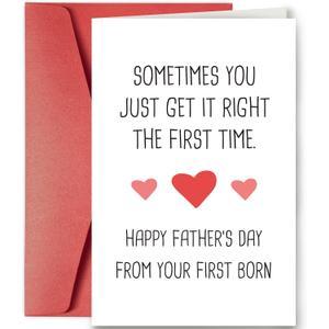 3 x SuperShunhu Humor Father’s Day Card for Him, Funny Fathers Day Card for Dad, Gag Fathers Day Gift from Oldest First Child, You Get It Right The First Time