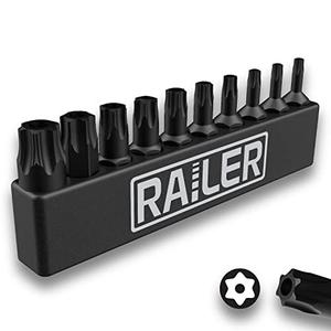 Tamper Proof TORX Bit Set, Railer 10-Piece 6 Point TORX Security Screwdriver Bit Set. S2 Steel Impact Driver 1" Star Bit Set (T8, T9, T10, T15, T20, T25, T27, T30, T40, T45)