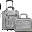 Coolife Luggage Carry On Luggage Underseat Luggage Suitcase Softside Wheeled Luggage Lightweight Rolling Travel Bag Underseater Champagne Gray, Carry-On 16-Inch