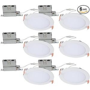 HALO HLB Recessed Lighting 6 Inch LED Thin Canless, Dimmable w/Selectable Color Temperatures, 6-Pack -HLB6099FS1EMWR-6PK, Size: 6 inch