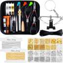shynek Jewelry Making Supplies Kit for Adults, Jewelry Making Tools with Earring Hooks, Findings, Wires, Chains and Helping Hands for Crafts Making and Repair