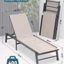 Aluminum Chaise Lounge Chair Outdoor, Foldable Patio Lounge Chair Assemble-Free, Pool Lounge Chairs with 5 Adjustable Backrest, Outdoor Lounge Chairs for Outside Poolside Beach Lawn Beige
