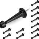 HOMOTEK 12 Pack Heavy Duty Solid Rigid Door Stop with Soft Rubber Tip, Zinc Die Cast Door Stopper Protect Wall & Door, Black