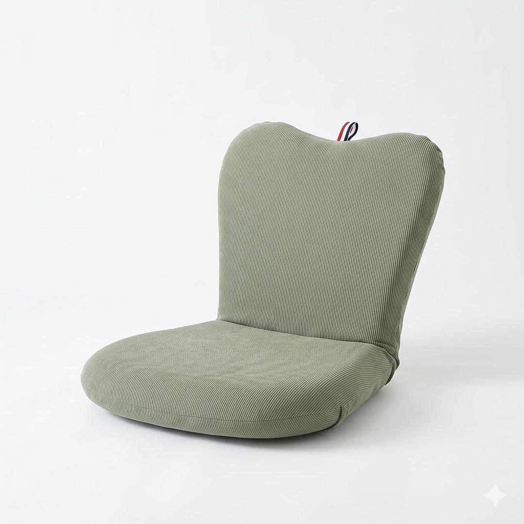 Compact Floor Chair with Back Support, 5-Position Adjustable Corduroy Folding Floor Gaming Chair, Portable Padded Floor Seating for Adults, Meditation, Reading, Small Spaces, Green