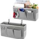 Bedside Storage Caddy/Bedside Hanging Storage Bag for Headboards Bunk Beds Dorm Rooms Book Phone Magazine Holder (2PC Grey)
