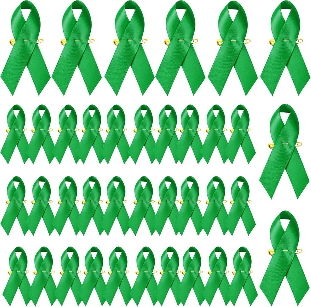 Ribbon Safety Pins Breast Cancer Awareness Safety Pins (Green, 500)