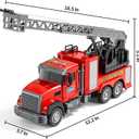 NIPLOOOW Kids Fire Truck Toy Friction Powered Fire Rescue Truck Vehicle Toy with Lights and Sirens Sounds, Water Pump, Ladder, Gifts for 3 4 5 6 7 8 Years Old Boys Girls