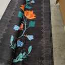 GarveeHome Washable Rug 8x10 Area Rugs for Living Room, Floral Rug for Bedroom, Soft Vintage Non Slip Throw Rugs with Rubber Back, Low Pile Stain Resistant Boho Floral Carpet for Dining Room, Black