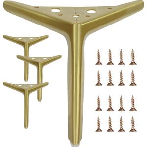Smaxcn 7 inch /18cm Brushed Gold Metal Furniture Legs Set of 4, Modern Style Furniture Legs, DIY Replacement for TV Stand, Sofa, Chair, Cabinet Cupboard