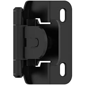 Amerock BPR8719FB | Cabinet Hinge | 1/2 in (13 mm) Overlay Single Demountable | Partial Wrap | Matte Black | Kitchen Cabinet Door Hinge | 1 Pair/2 Pack | Functional Hardware