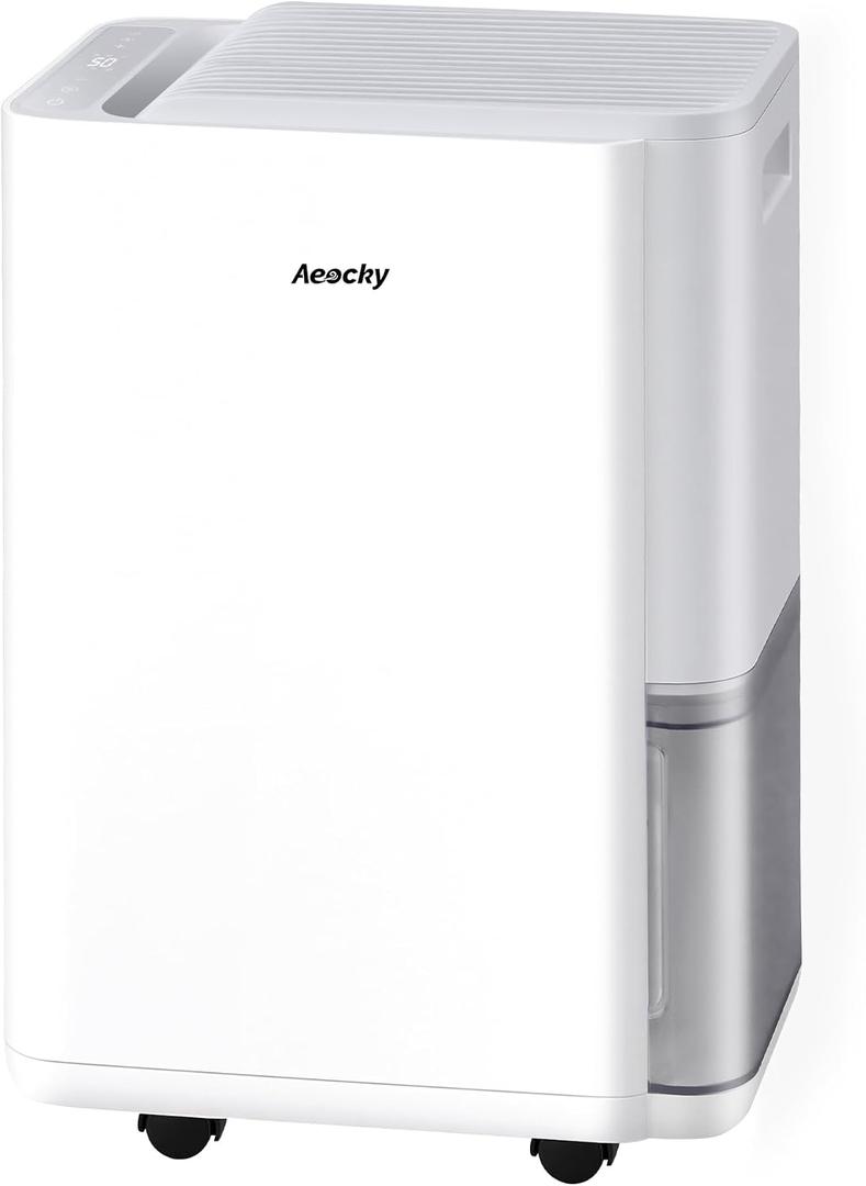 AEOCKY Max 45 Pint/D Small Compressor Dehumidifier with Drain Hose, 3000 Sq.Ft Dehumidifier for Basement, Bathroom, Bedroom, Home, 0.5 Gallon Water Tank Capacity, Intelligent Humidistat, Quiet