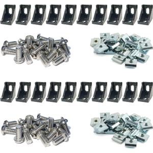 20Sets Black 10 Series Connector 1010 Aluminum Extrusion Corner with 20PCS 10 Series Corner Bracket 1 Extruded Aluminum 40PCS Screws 1010 T Nut