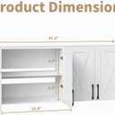 Farmhouse Laundry Room Wall Cabinet, Wall Mounted Bathroom Storage Cabinet with 4 Barn Doors & 3-Tier Adjustable Shelves, 11.8" D Wall Cabinet for Laundry Room, Bathroom, Kitchen, Home Office, White, 47.24 x 19.68 x 11.81 inches