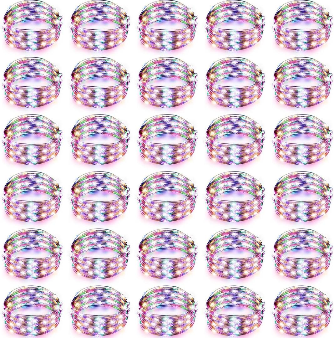 Tuanse 49 Pack LED Fairy Lights Battery Operated String 3 Speed Modes 7 Ft 20 LED Starry Wedding Decoration Waterproof Wire Twinkle Light for DIY Jar Bedroom Christmas (Rainbow Color)