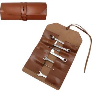 Pu Leather Tool Roll Pouch, 12 Slots, Hand Stitched Organizer Bag, Woodworking Tools Organizer
