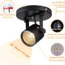 CLOUDY BAY LED Flush Mount Ceiling Spot Light,CRI90+ 8W 600lm 3000K Warm White Dimmable,Adjustable Tilt Angle Ceiling Light Fixture,Black