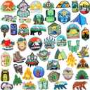 Hotop 48 Pcs Camping Theme Iron on Patches Adventure Outdoor Mountain Backpacking Sew on Patches Hiking Embroidered Applique for Jeans Jackets Clothes Backpack Cap DIY Crafts Sew Making