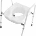 Raised Toilet Seat, Adjustable Height and Width Elevated Toilet Seat with Handles, Commode Chair for Toilet, Extra-Wide Seat, Bedside Commode, White