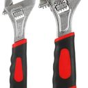 2 Pcs Adjustable Wrench Set, 12/10/8/6 Inch, Crescent Soft Grip Non-Slip Wrench with Laser Etched SAE Graduations for Home, Garage, Workshop and DIY