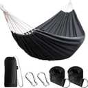 ANYOO Cotton Hammock Portable Camping Hammocks for Hanging Sturdy Garden Comfortable Fabric Hammock with Tree Straps Up to 660lbs with Travel Bag for Camping Outdoor/Indoor Patio Backyard (Dark Grey)