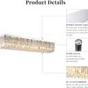 Siljoy Modern Crystal Chandelier 10-Lights Rectangular Flush Mount Pendant Ceiling Light Fixture Rectangle K9 Crystal Raindrop Chandelier for Dining Living Room Kitchen Island L47'' x W10'' x H10'