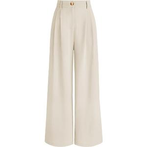 Women Wide Leg Dress Pants High Waisted Loose Fit Business Casual Work Trousers with Pockets 2025 Size 4