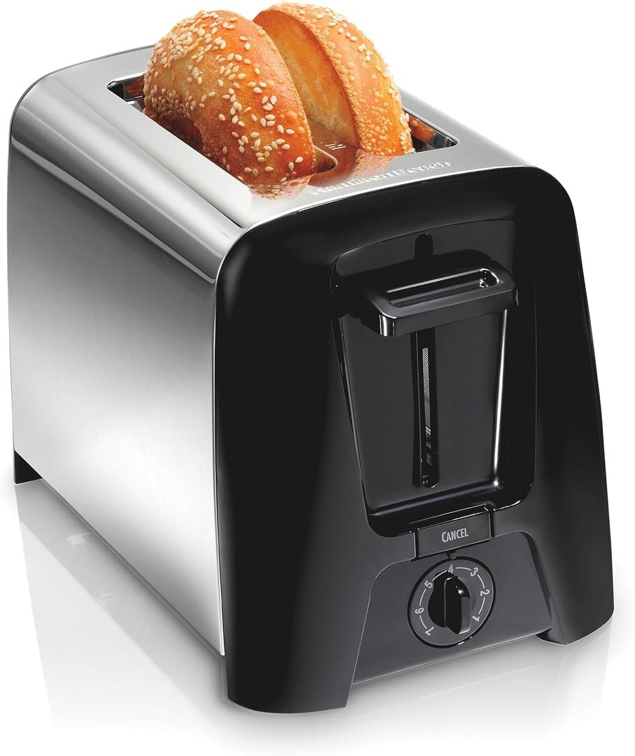 Hamilton Beach 2 Slice Toaster with Extra Wide Slots, Shade Selector, Auto-Shutoff, Cancel Button and Toast Boost, Black