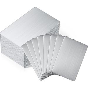 Tandefio 50 Pcs 304 Stainless Steel Metal Business Cards 3.4 x 2.1 inch Sublimation Blank Steel Card Laser Engraving Stainless Plate for House Office Customer DIY Gift (0.8 mm Thickness)
