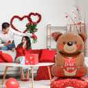 2 x Valentines Day Bear Standing Balloons, 1Pcs Giant 58Inch Bear Aluminum Foil Mylar Balloons for Valentine's Day Birthday Wedding Party Decorations