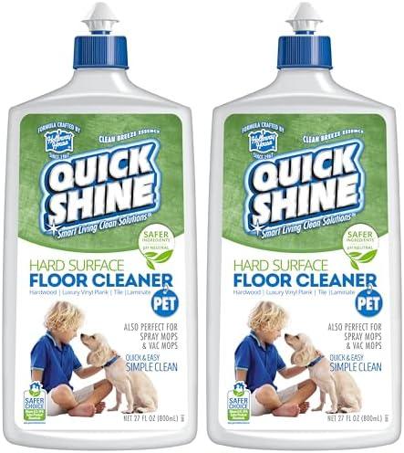 Quick Shine Hard Surface Pet Floor Cleaner 27 oz, 2Pk | Ready to Use, Removes Dirt, Streak Free, No Rinse | Hardwood, Laminate, Luxury Vinyl Plank LVT, & Tile | Safer for Kids, Pets & Our Environment