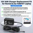 12V 3A Laptop Charger Replacement Compatible with Naclud 15.6 Inch X15 Laptop, Power Cord AC Adapter Fit for Naclud-X15 15.6" Laptop Quad-Core Celeron N5095, Power Supply for FUNYET Duetbook 14 NY-01