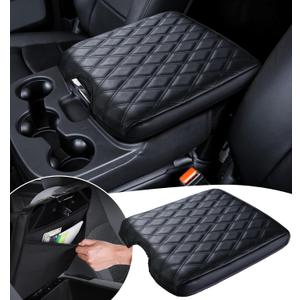 Center Console Cover for 2013-2018 Ram 1500 & 2013-2024 Dodge Ram 2500/3500/1500 Classic Model, PU Leather Armrest Cover Middle Console Cover Accessories with Hidden Pockets, Jump Seat Only