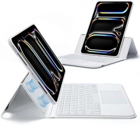 ESR Ascend iPad Pro 11 Inch Case with Keyboard (M4, 2024), Magnetic Detachable Keyboard with Multi-Touch Trackpad, Fully Landscape Stand, Color Backlit Keys, Pencil Clasp, White