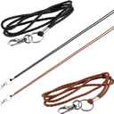 PLENTY Leather Lanyard, 2PCS Handmade 23inch Strong Office Necklace Lanyard with Clip and Keychain for Keys, ID Badge Holder, Camera, Cell Phone, iPod MP3 MP4, USB Flash Drive (Black,Brown)