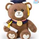Athoinsu 12" Graduation Bear Class of 2025 Brown Stuffed Animal Bear Plush Pillow with Black Grad Cap Soft Bear Graduation Decor Gifts for Kindergarten High School Boys, Girls, Adults.