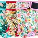 Leekalos Reusable Washable Dog Diapers Female (3 Pack) - Highly Absorbent Doggie Diapers - Size Adjustable Puppy Diapers for Dog Period Panties (Medium, Flora)