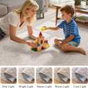 Vaukki 5x7 Area Rug for Living Room, Soft Fluffy Washable Modern Floral Indoor Floor Mat, Non Slip Shaggy Boho Accent Throw Carpet for Bedroom, Living Room, Nursery and Dining Room, Beige