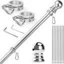 Anovo Flag Pole for Outside House - Stainless Steel 5 FT Flag Poles Kit with1 Inch Metal 360° Rotating Rustproof Flag Pole Rings for Outside House Porch 3x5 Flag Without Holder (5 FT-Sliver)