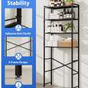 4-Tier Over The Toilet Storage Rack, Bathroom Organizer with One-Piece Metal Mesh Shelves, Over Toilet Shelf with Adjustable Feet & Anti-Tip Kit, Space-Saving Bathroom Storage, Black, 9.4"D x 24.4"W x 68.5"H