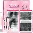 DIY Lash Extension Kit 662 Pcs Individual Lashes Clusters with Bottom Lashes Lash Bond and Seal,Eyelash Remover Tweezers Brush Eyelash Extension Set Lash Books DIY at Home
