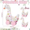 Yousoontic 2 Pcs Silly Goose Baby Shower Table Centerpieces Spring Decor Wooden Silly Goose Birthday Decorations with Floral Prints for 1st Birthday Party, Baby Shower Photo Prop 9" x 9.8"