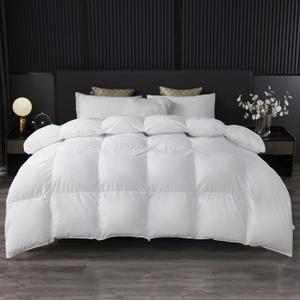 MH MYLUNE HOME Fluffy Down Alternative Comforter, All Season Duvet Insert Lightweight Bed Comforter Insert White Baffle Box Stitched with Corner Tabs (Queen All Season 90"X90")