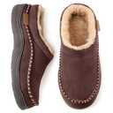 Zigzagger Men's Slip On Moccasin Slippers, Indoor/Outdoor Warm Fuzzy Comfy House Shoes, Fluffy Wide Loafer Slippers,Coffee, UK 10-11 EU 44-45 US 11-12 SIZE LARGE