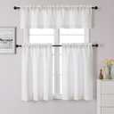 Chyhomenyc Bennet Kitchen Curtains 36 Inch Length Tier Curtains, Faux Linen Textured Small Cafe Curtains, Light Filtering Short Window Curtains for Bathroom Basement, 30x36 inch, 2PCS, Natural
