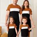 PATPAT Matching Family Outfits Mom and Me Matching Outfits Short Sleeve Round Neck Midi Shirt Dress (L)