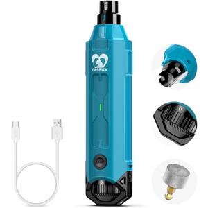 Casfuy 6-Speed Dog Nail Grinder - Newest Enhanced Pet Nail Grinder Super Quiet Rechargeable Electric Dog Nail Trimmer Painless Paws Grooming & Smoothing Tool for Large Medium Small Dogs (Bright Blue)