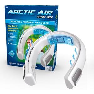 Arctic Air Freedom Touch Personal Neck Fan, 3-Speed Rechargeable Cooling Device, Long-lasting, Lightweight Portable Neck Cooler, Flexible Band & Thermo-Electric Cooling Plate for Hot Weather