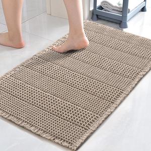 H.VERSAILTEX Upgraded Waffle Bath Mat Super Absorbent Bathroom Mats Non Slip Bath Rugs for Bath Floor Machine Washable Dry Fast Bathroom Rugs for Beside Tub, 17" x 24", Irish Cream