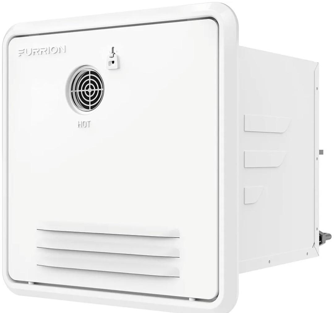 Furrion® RV Tankless Gas 60,000 BTU Water Heater - 16.14" x 16.14" White Door - 2.4 GPM – Vortex Technology steadies temperatures – Propane Gas-Powered Technology, Electric Ignition – 2021128847